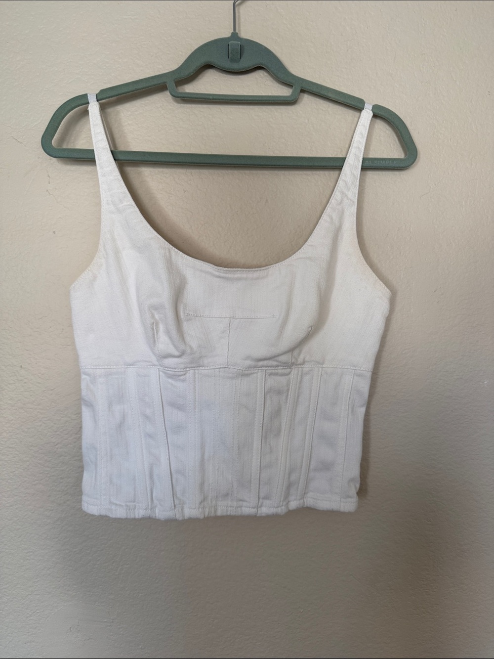 Anthropologie White Corset Tank Top Size 4
